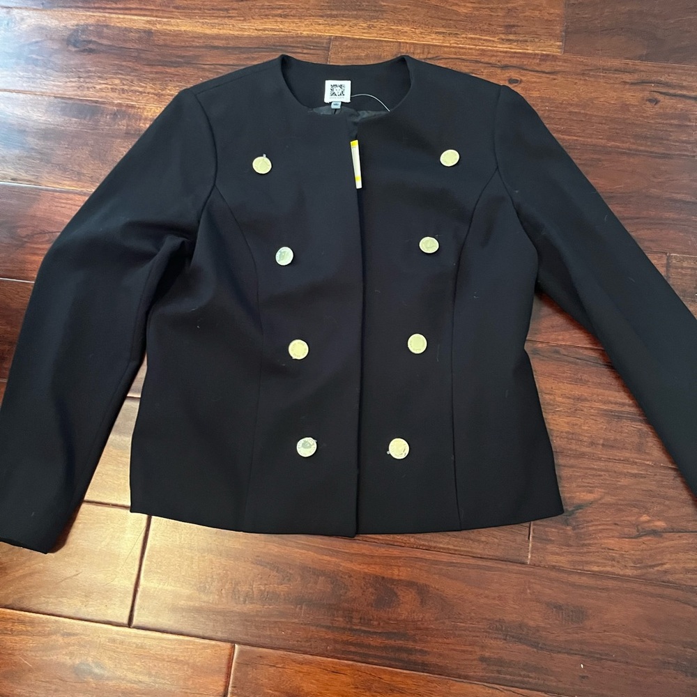 New Anne Klein Black Double-Breasted Jacket Blazer - Picture 2 of 8